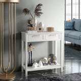 2 Drawers Accent Console Entryway Storage Shelf-White