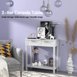 2 Drawers Accent Console Entryway Storage Shelf-White