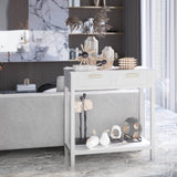 2 Drawers Accent Console Entryway Storage Shelf-White