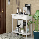 2 Drawers Accent Console Entryway Storage Shelf-White