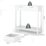 2 Drawers Accent Console Entryway Storage Shelf-White
