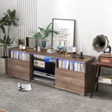 Console TV Stand for TVs up to 65 Inches with LED Lights and 2 Doors-Grey