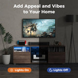Console TV Stand for TVs up to 65 Inches with LED Lights and 2 Doors-Grey