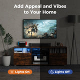 Console TV Stand for TVs up to 65 Inches with LED Lights and 2 Doors-Rustic Brown