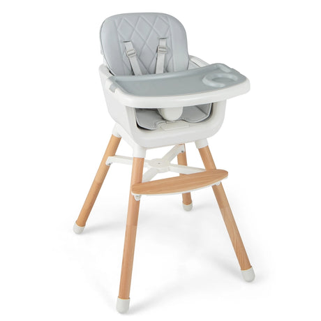 6-in-1 Convertible Baby High Chair with Adjustable Legs-Grey