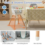 6-in-1 Convertible Baby High Chair with Adjustable Legs-Grey