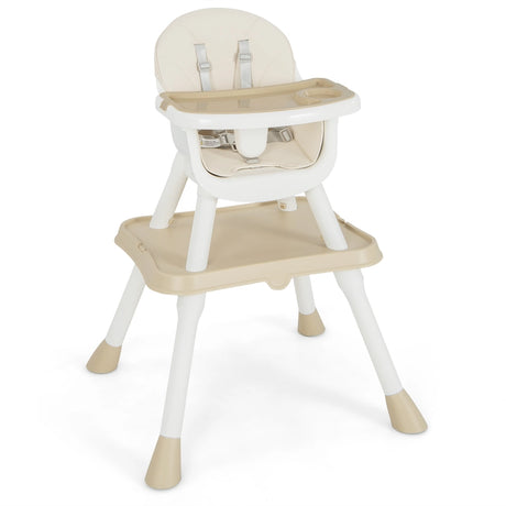 6-in-1 Baby High Chair with Convertible Table and Removable Tray-Beige