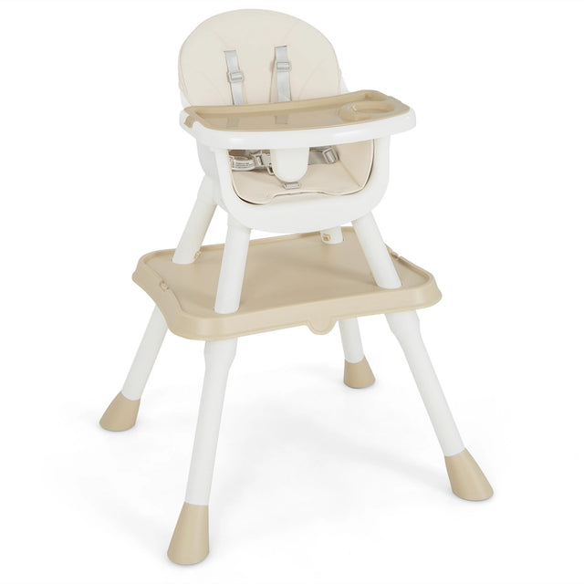6-in-1 Baby High Chair with Convertible Table and Removable Tray-Beige