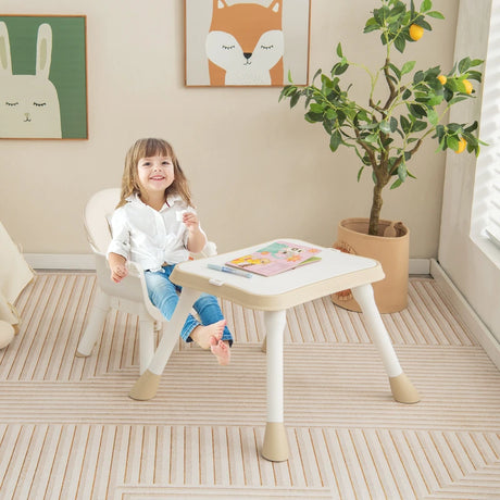 6-in-1 Baby High Chair with Convertible Table and Removable Tray-Beige