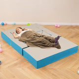 4-in-1 Convertible Foam Couch Play Set with Skin-friendly PU Leather Cover and Zippers-Blue