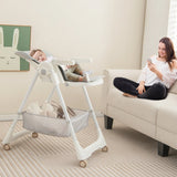 Folding Convertible Baby High Chair with Reclining Backrest-Grey