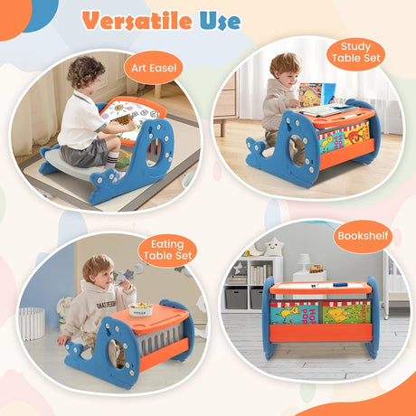Multi-functional Convertible Kids Activity Table Set-Blue