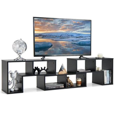 3 Pieces Adjustable TV Stand for TVs up to 65 Inch with Shelves-Black