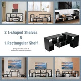 3 Pieces Adjustable TV Stand for TVs up to 65 Inch with Shelves-Black