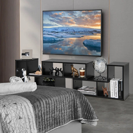 3 Pieces Adjustable TV Stand for TVs up to 65 Inch with Shelves-Black