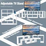 3 Pieces Convertible TV Stand for TVs up to 65 Inches-White