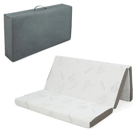 Cool Gel Memory Foam Folding Mattress with Bamboo Cover and Mesh Border Fabric-M