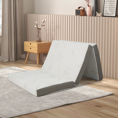 Cool Gel Memory Foam Folding Mattress with Bamboo Cover and Mesh Border Fabric-S