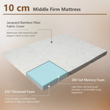 Cool Gel Memory Foam Folding Mattress with Bamboo Cover and Mesh Border Fabric-M