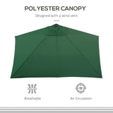 Outsunny Balcony Half Parasol Semi Round Umbrella Patio Crank Handle (2.3 m, Green)- NO BASE INCLUDED