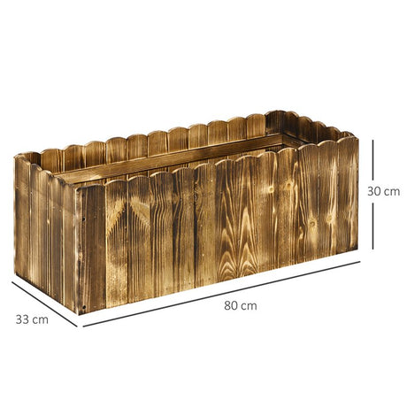 Outsunny 70L Raised Garden Bed, Wooden Rectangle Planter Box, Outdoor Herb Vegetable Flower Pot (80L x 33W x 30H cm)