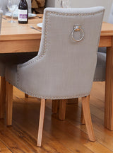 Oak Accent Narrow Back Upholstered Dining Chair - Grey (Pack Of Two)