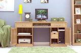Mobel Oak Large Hidden Office Twin Pedestal Desk