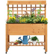 Outsunny Wooden Planter Raised Elevated Garden Bed with 2 Shelves for Vegetables Flowers