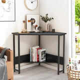 Corner Desk 90-degree Triangle Computer Desk with Power Outlet-Black