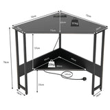 Corner Desk 90-degree Triangle Computer Desk with Power Outlet-Black
