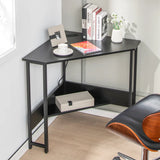 Corner Desk 90-degree Triangle Computer Desk with Power Outlet-Black