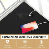 Corner Desk 90-degree Triangle Computer Desk with Power Outlet-Black