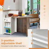 Front Reception Office Desk with Open Shelf and Lockable Drawer-Brown & White