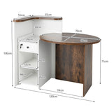 Front Reception Office Desk with Open Shelf and Lockable Drawer-Brown & White