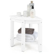 Corner Shower Bench Stool with Storage Shelf for Shaving Legs-White