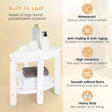 Corner Shower Bench Stool with Storage Shelf for Shaving Legs-White