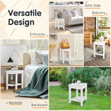 Corner Shower Bench Stool with Storage Shelf for Shaving Legs-White
