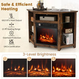 Corner TV Stand with Fireplace Insert and LED Lights-Rustic Brown