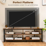 Corner TV Stand with AC Outlets and Storage Shelves-Brown