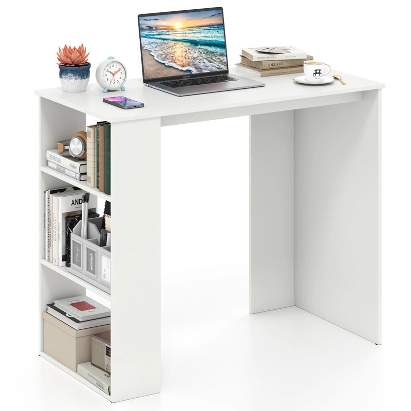 Computer Desk with Bookshelf for Study Living Room-White