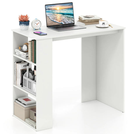 Computer Desk with Bookshelf for Study Living Room-White