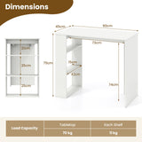 Computer Desk with Bookshelf for Study Living Room-White