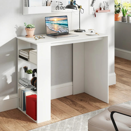 Computer Desk with Bookshelf for Study Living Room-White
