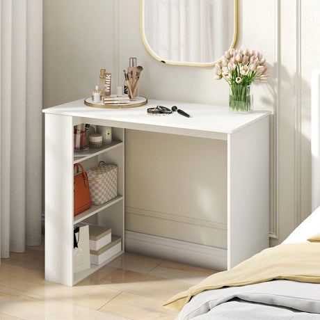 Computer Desk with Bookshelf for Study Living Room-White