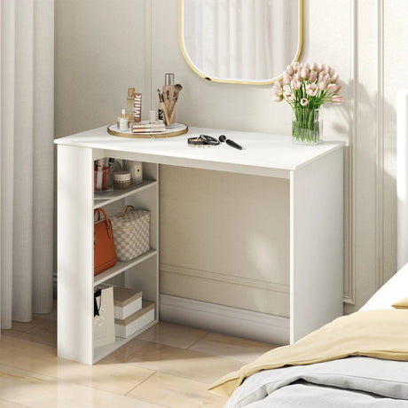 Computer Desk with Bookshelf for Study Living Room-White