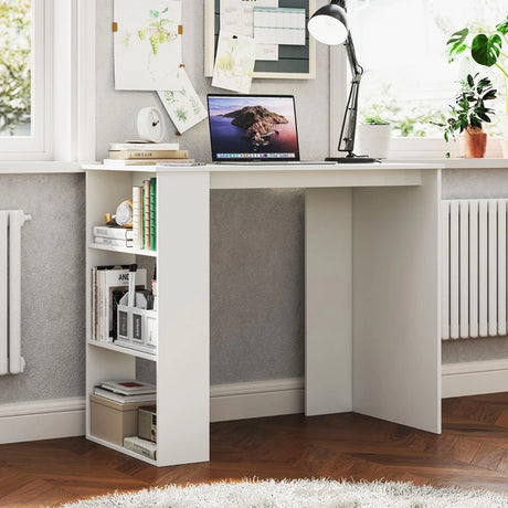 Computer Desk with Bookshelf for Study Living Room-White