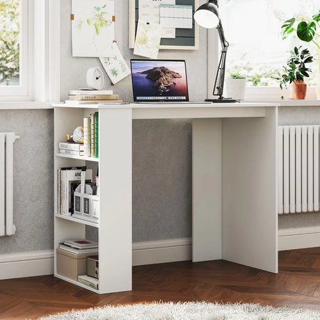 Computer Desk with Bookshelf for Study Living Room-White