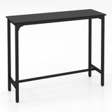 Counter Height Bar Table with Steel Frame and Footrest-Black