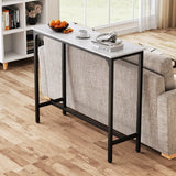 Counter Height Bar Table with Steel Frame and Footrest-White