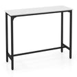 Counter Height Bar Table with Steel Frame and Footrest-White